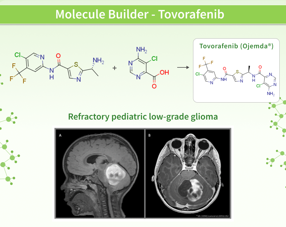 Chemspace | “Molecule Builder”- meet a new post in the series about Tovorafenib! Tovorafenib, also known by the brand name Ojemda, is an oral medication classified as a type II RAF inhibitor.