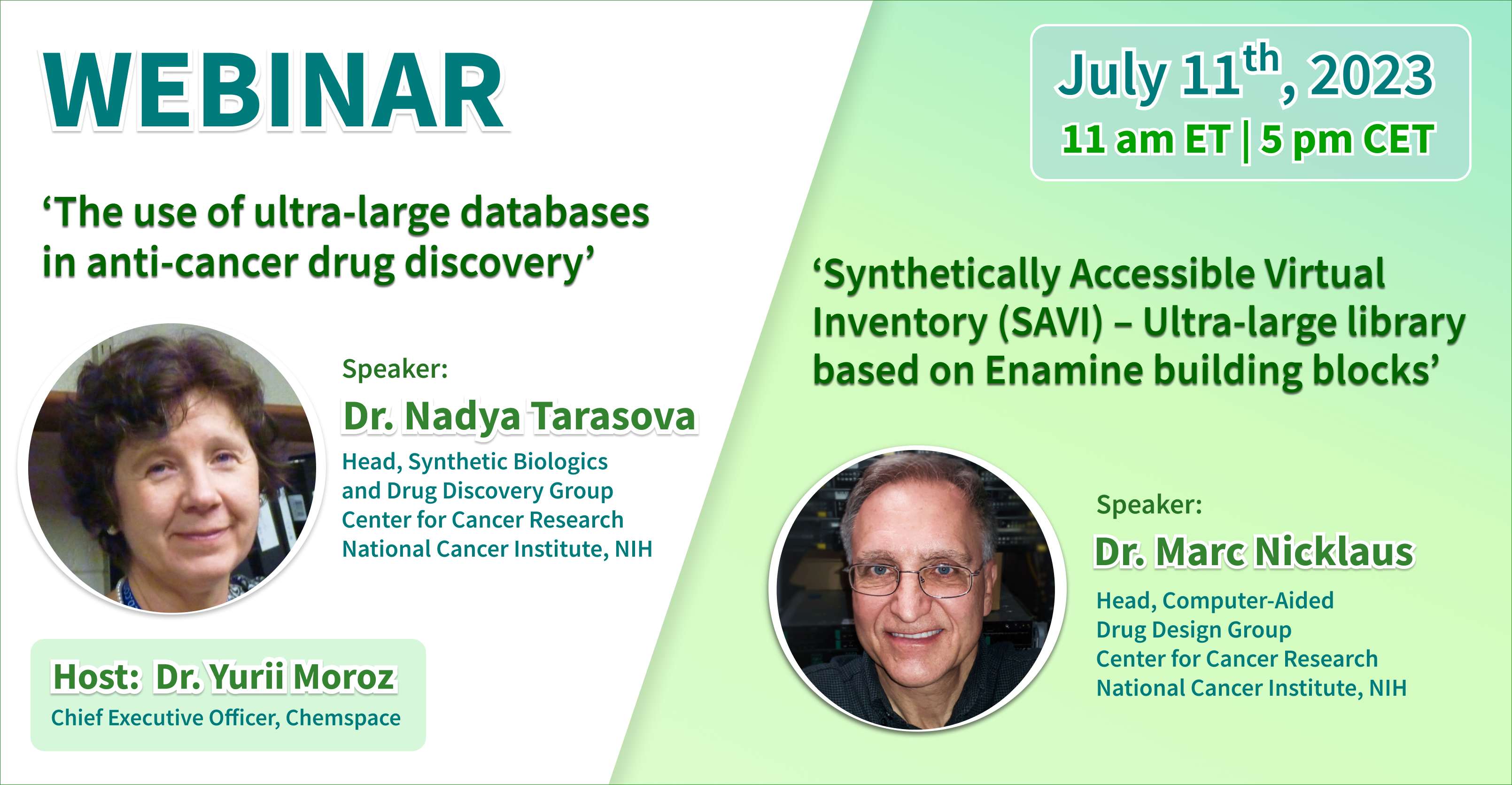 Chemspace | Join the Chemspace Webinar devoted SAVI and usage of ultra-large databases in anti-cancer Drug Discovery, 11/07/2023