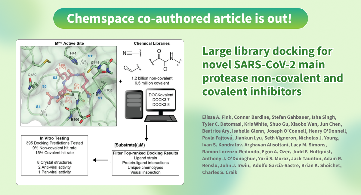 Publication | Large library docking for novel SARS-CoV-2 main protease non-covalent and covalent inhibitors