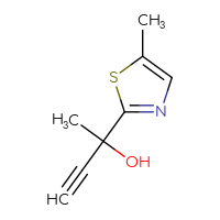 Chemical structure of 2-(5-methyl-1,3-thiazol-2-yl)but-3-yn-2-ol - CSSB03551291969