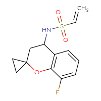 Chemical structure of N-{8-fluoro-3,4-dihydrospiro[1-benzopyran-2,1'-cyclopropan]-4-yl}ethene-1-sulfonamide - CSMB21332125585