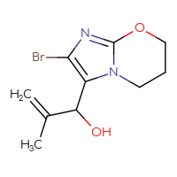 Chemical structure of 1-{2-bromo-5H,6H,7H-imidazo[2,1-b][1,3]oxazin-3-yl}-2-methylprop-2-en-1-ol - CSSB20505645809