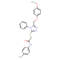 Chemical structure of 2-({5-[(4-methoxyphenoxy)methyl]-4-phenyl-4H-1,2,4-triazol-3-yl}sulfanyl)-N-(4-methylphenyl)acetamide - CSSB00103159749
