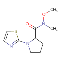 Chemical structure of N-methoxy-N-methyl-1-(1,3-thiazol-2-yl)pyrrolidine-2-carboxamide - CSSB01994286570