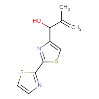 Chemical structure of 2-methyl-1-[2-(1,3-thiazol-2-yl)-1,3-thiazol-4-yl]prop-2-en-1-ol - CSSB20604251706