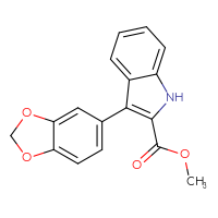 Chemical structure of methyl 3-(2H-1,3-benzodioxol-5-yl)-1H-indole-2-carboxylate - CSSB01419249688