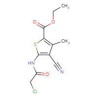 Chemical structure of ethyl 5-(2-chloroacetamido)-4-cyano-3-methylthiophene-2-carboxylate - CSSB00000595090
