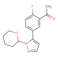 Chemical structure of 1-{2-fluoro-5-[1-(oxan-2-yl)-1H-pyrazol-5-yl]phenyl}ethan-1-one - CSSB06586829826