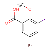 Chemical structure of 5-bromo-3-iodo-2-methoxybenzoic acid - CSSB00010183939