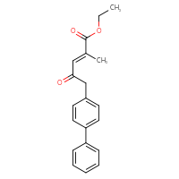 Chemical structure of ethyl (2E)-5-{[1,1'-biphenyl]-4-yl}-2-methyl-4-oxopent-2-enoate - CSSB21151054294