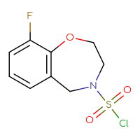 Chemical structure of 9-fluoro-2,3,4,5-tetrahydro-1,4-benzoxazepine-4-sulfonyl chloride - CSSB14992515585