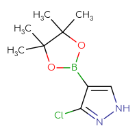 Chemical structure of 3-chloro-4-(4,4,5,5-tetramethyl-1,3,2-dioxaborolan-2-yl)-1H-pyrazole - CSSB00135127053