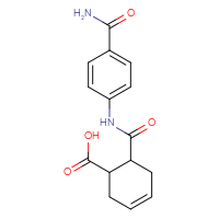 Chemical structure of 6-[(4-carbamoylphenyl)carbamoyl]cyclohex-3-ene-1-carboxylic acid - CSSB00026938814