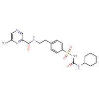 Chemical structure of N-[2-(4-{[(cyclohexylcarbamoyl)amino]sulfonyl}phenyl)ethyl]-6-methylpyrazine-2-carboxamide - CSSB00020662489