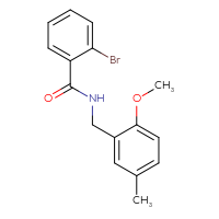 Chemical structure of 2-bromo-N-[(2-methoxy-5-methylphenyl)methyl]benzamide - CSSB02042004285