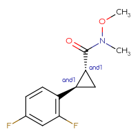 Chemical structure of rac-(1R,2R)-2-(2,4-difluorophenyl)-N-methoxy-N-methylcyclopropane-1-carboxamide - CSSB21291563339