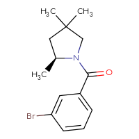 Chemical structure of (2S)-1-(3-bromobenzoyl)-2,4,4-trimethylpyrrolidine - CSSB02499646133