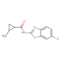 Chemical structure of N-(6-chloro-1,3-benzothiazol-2-yl)-2-methylcyclopropane-1-carboxamide - CSSB00027750285
