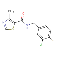 Chemical structure of N-[(3-chloro-4-fluorophenyl)methyl]-4-methyl-1,3-thiazole-5-carboxamide - CSSB00136888867