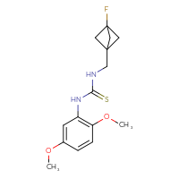 Chemical structure of 1-(2,5-dimethoxyphenyl)-3-({3-fluorobicyclo[1.1.1]pentan-1-yl}methyl)thiourea - CSSB21432524128