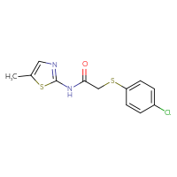 Chemical structure of 2-[(4-chlorophenyl)sulfanyl]-N-(5-methyl-1,3-thiazol-2-yl)acetamide - CSSB00025840379