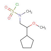 Chemical structure of N-(2-cyclopentyl-2-methoxyethyl)-N-methylsulfamoyl chloride - CSSB06367254964