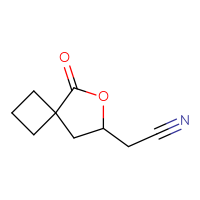 Chemical structure of 2-{5-oxo-6-oxaspiro[3.4]octan-7-yl}acetonitrile - CSSB21224767726