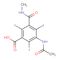 Chemical structure of 3-acetamido-2,4,6-triiodo-5-(methylcarbamoyl)benzoic acid - CSSB00020677865