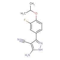 Chemical structure of 5-amino-3-[3-fluoro-4-(propan-2-yloxy)phenyl]-1H-pyrazole-4-carbonitrile - CSSB06581455015