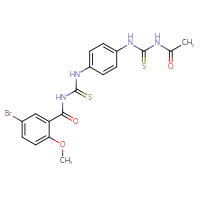 Chemical structure of 3-(5-bromo-2-methoxybenzoyl)-1-{4-[(acetamidomethanethioyl)amino]phenyl}thiourea - CSSB00121714789
