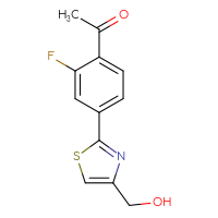 Chemical structure of 1-{2-fluoro-4-[4-(hydroxymethyl)-1,3-thiazol-2-yl]phenyl}ethan-1-one - CSSB03676757035