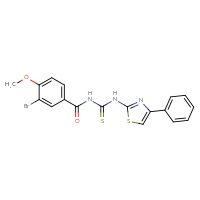 Chemical structure of 1-(3-bromo-4-methoxybenzoyl)-3-(4-phenyl-1,3-thiazol-2-yl)thiourea - CSSB00121706401