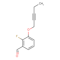 Chemical structure of 2-fluoro-3-(pent-2-yn-1-yloxy)benzaldehyde - CSSB20460629299