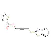 Chemical structure of 4-(1,3-benzothiazol-2-ylsulfanyl)but-2-yn-1-yl thiophene-2-carboxylate - CSSB00121613571