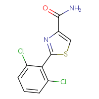 Chemical structure of 2-(2,6-dichlorophenyl)-1,3-thiazole-4-carboxamide - CSSB01002262634