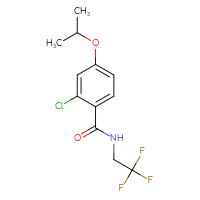 Chemical structure of 2-chloro-4-(propan-2-yloxy)-N-(2,2,2-trifluoroethyl)benzamide - CSSB02019852629