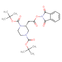 Chemical structure of 1,4-di-tert-butyl (2R)-2-{2-[(1,3-dioxo-2,3-dihydro-1H-isoindol-2-yl)oxy]-2-oxoethyl}piperazine-1,4-dicarboxylate - CSSB06427638951