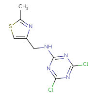 Chemical structure of 4,6-dichloro-N-[(2-methyl-1,3-thiazol-4-yl)methyl]-1,3,5-triazin-2-amine - CSSB00011765029