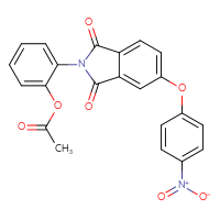 Chemical structure of 2-[5-(4-nitrophenoxy)-1,3-dioxo-2,3-dihydro-1H-isoindol-2-yl]phenyl acetate - CSSB00121701123