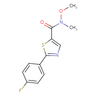 Chemical structure of 2-(4-fluorophenyl)-N-methoxy-N-methyl-1,3-thiazole-5-carboxamide - CSSB21151590566