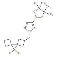 Chemical structure of 1-({9,9-difluorodispiro[3.0.3⁵.1⁴]nonan-2-yl}methyl)-4-(4,4,5,5-tetramethyl-1,3,2-dioxaborolan-2-yl)-1H-pyrazole - CSSB02260496252