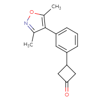 Chemical structure of 3-[3-(3,5-dimethyl-1,2-oxazol-4-yl)phenyl]cyclobutan-1-one - CSSB00103147102