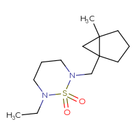 Chemical structure of 2-ethyl-6-({5-methylbicyclo[3.1.0]hexan-1-yl}methyl)-1λ⁶,2,6-thiadiazinane-1,1-dione - CSMB20928208060