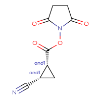 Chemical structure of rac-2,5-dioxopyrrolidin-1-yl (1R,2S)-2-cyanocyclopropane-1-carboxylate - CSSB17484214013