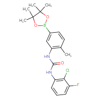 Chemical structure of 1-(2-chloro-3-fluorophenyl)-3-[2-methyl-5-(4,4,5,5-tetramethyl-1,3,2-dioxaborolan-2-yl)phenyl]urea - CSSB21332137069