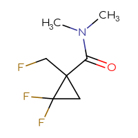 Chemical structure of 2,2-difluoro-1-(fluoromethyl)-N,N-dimethylcyclopropane-1-carboxamide - CSSB04790044005