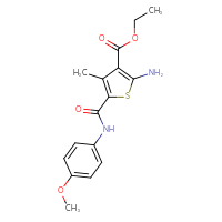 Chemical structure of ethyl 2-amino-5-[(4-methoxyphenyl)carbamoyl]-4-methylthiophene-3-carboxylate - CSSB00000681972