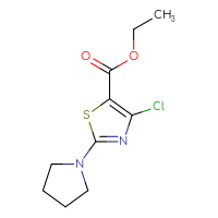 Chemical structure of ethyl 4-chloro-2-(pyrrolidin-1-yl)-1,3-thiazole-5-carboxylate - CSSB00103339860