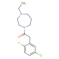 Chemical structure of 2-(5-chloro-2-fluorophenyl)-1-(4-ethyl-1,4-diazepan-1-yl)ethan-1-one - CSSB06461372118