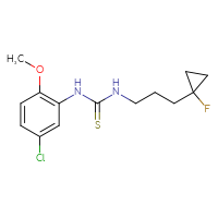 Chemical structure of 1-(5-chloro-2-methoxyphenyl)-3-[3-(1-fluorocyclopropyl)propyl]thiourea - CSSB21432495729